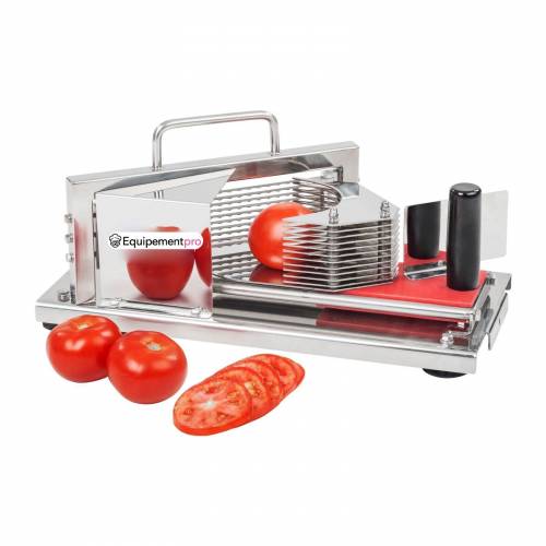 Coupe-tomate en acier inoxydable - Equipementpro - 440 x 200 x 200 mm / 5 kg - Usage professionnel, 4 mm d'épaisseur de coupe_0