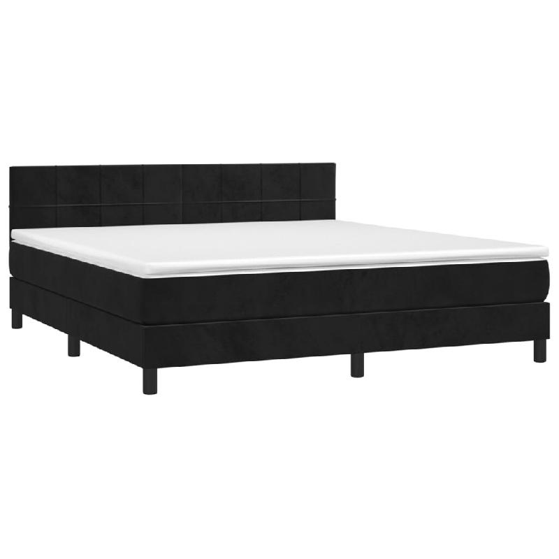 Décoshop26 - Cadre de lit LED avec sommier tête de lit matelas 160x200 cm tissu velours noir TDL0209174 - noir 3001688782728_0