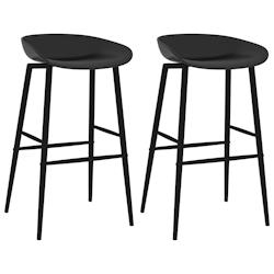 Décoshop26 - Lot de 2 tabourets de bar chaises haute dossier bas en PP noir et métal DEC029400 - noir 3000257355653_0