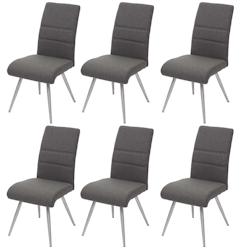 Décoshop26 - Lot de 6 chaises de salle à manger cuisine en tissu/textile coutures décoratives gris-marron et cadre en acier 04_0000856 - marron 300_0
