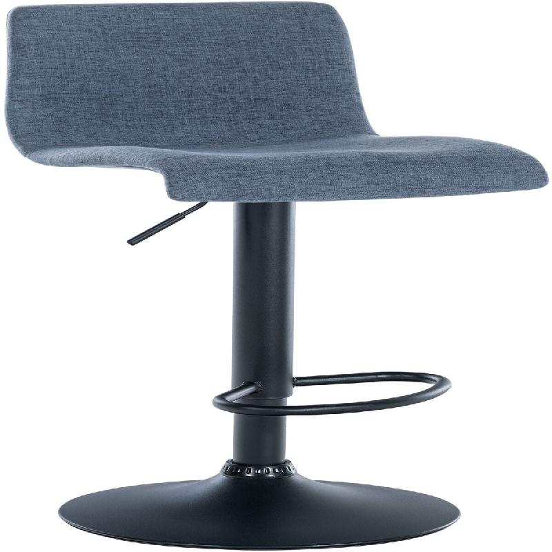 Décoshop26 - Tabouret de bar x1 design simple avec repose-pieds en tissu bleu pieds en métal noir 10_0004555 - bleu métal 3000252174327_0