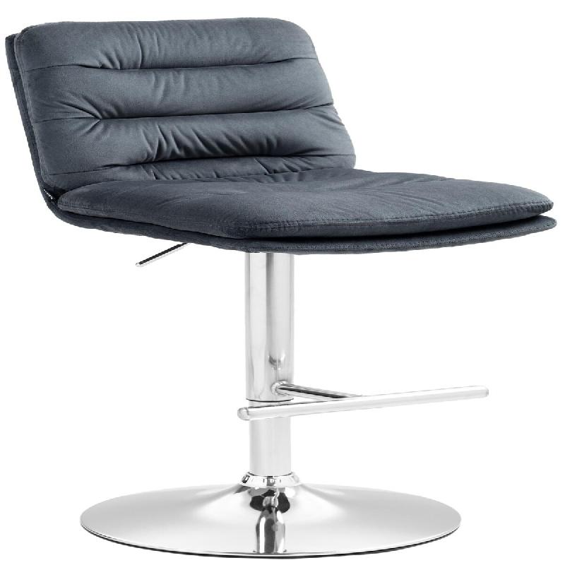 Décoshop26 - Tabouret de bar x1  repose-pieds et dossier assise rembourré en velours gris foncé et métal chromé 10_0006092 - gris métal 3000265384195_0