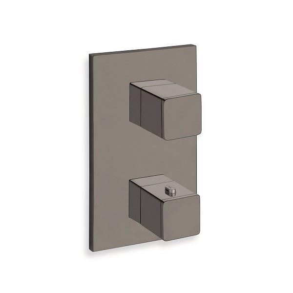 FACADE EXTERNE QUADRI LAITON THERMOSTATIQUE 2 SORTIES CHROME NOIR BR - CRISTINA ONDYNA XQ85272