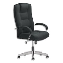 FAUTEUIL LAGUNA DOSSIER ET ASSISE EN TISSU NOIR, À MÉCANISME BASCULANT, PIÈTEMENT NYLON, ACCOUDOIRS FIXES