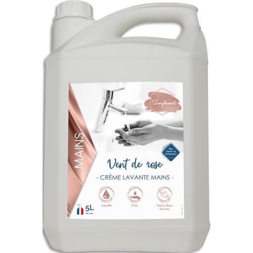 Bidon de 5 litres - Crème lavante douce pour les mains - Parfum rose - pH neutre - Fabriqué en France_0