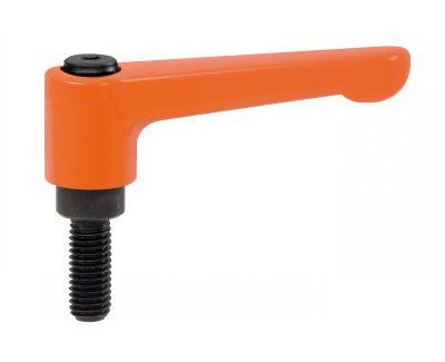 Manette indexable en zamac - droite, tige filetée - orange (14-74)_0