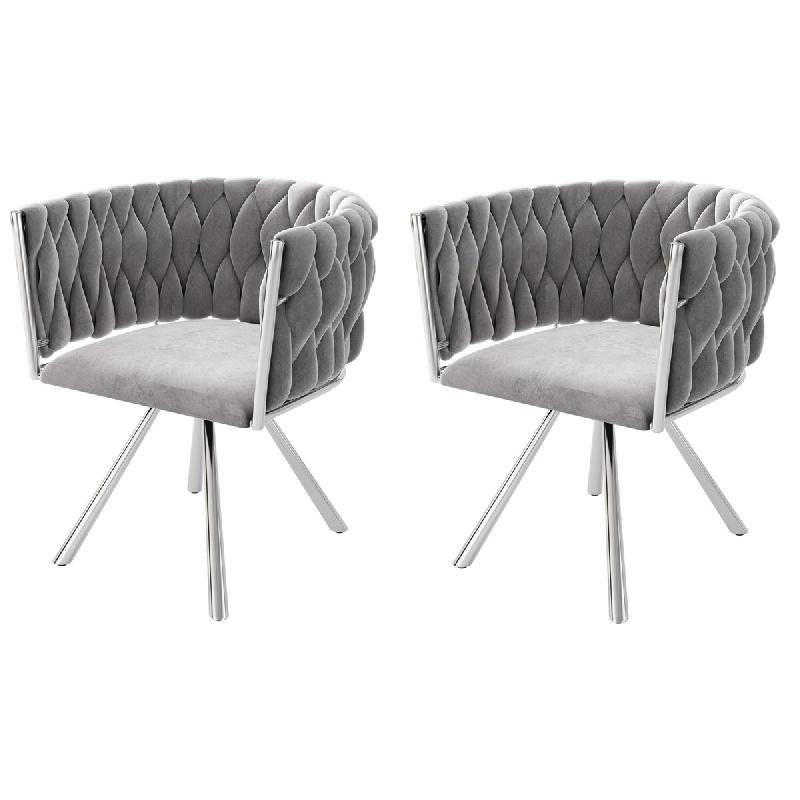 Merax Chaises de salle à manger en velours, lot de 2, fauteuil pivotant pour chambre, fauteuil de détente pivotant à 360° avec quatre pieds en mé_0