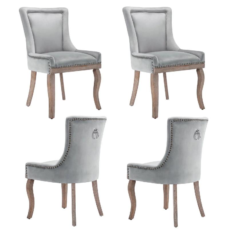 Merax Luxueuse Chaise de Salle à Manger (Chaise de Cuisine, Chaise de Salon, 4 pièces), Chaise rembourrée, Pieds en Bois Massif, Housse en Velours,_0