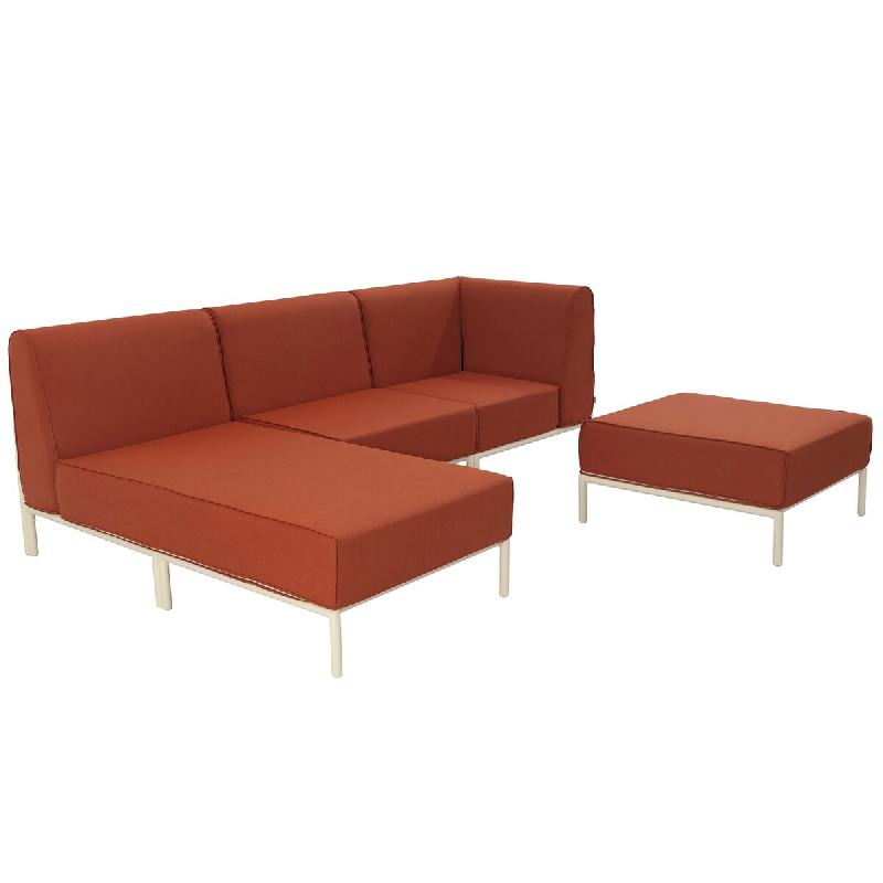 Oviala Business Salon de jardin bas modulable uni 4 places terracotta Oviala 288 x 153 x 78 cm - rouge polyester 115940_0