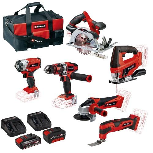 PACK 6 MACHINES 18V + BATTERIES + SAC DE TRANSPORT EINHELL