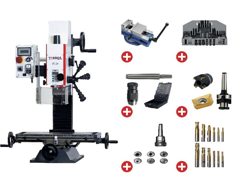 Pack perceuse-fraiseuse PF20 0,85kW 230V + accessoires indispensables Torros PACK PF20_0