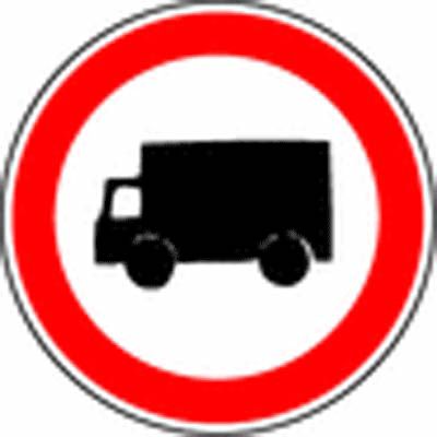 Panneau de signalisation - interdit aux camions - circulation intérieure - fabrication française sur-mesure en PVC ou aluminium_0