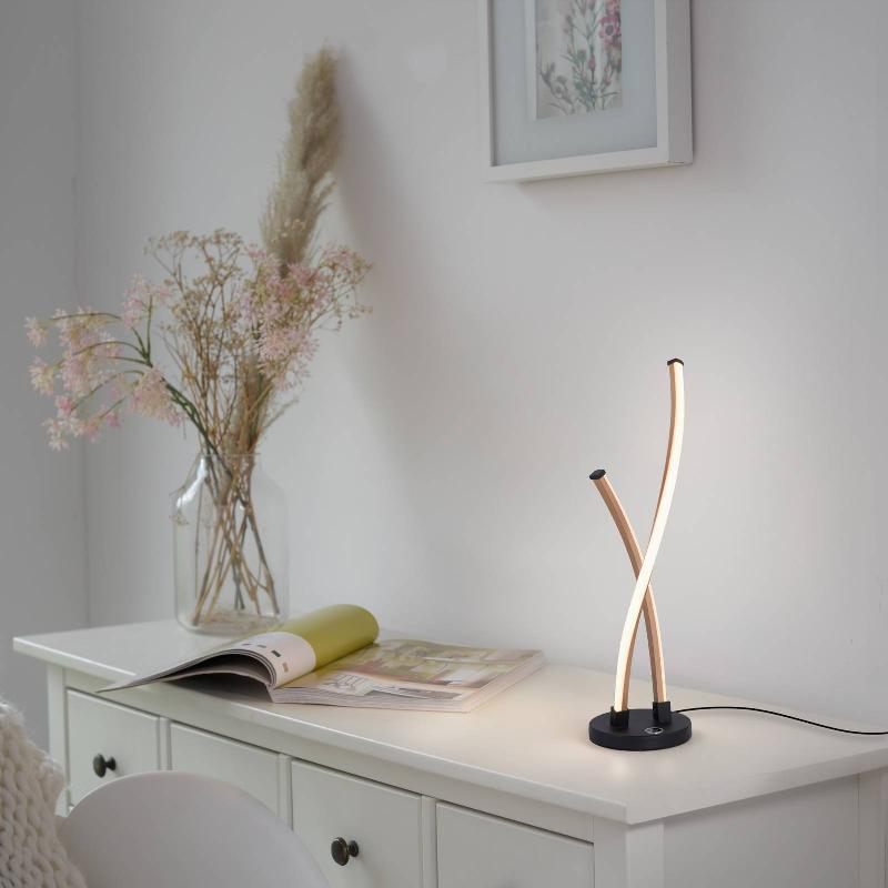 PAUL NEUHAUS LAMPE DE TABLE LED POLINA, OR, MÉTAL, INTENSITÉ VARIABLE