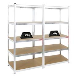 PROREGAL Mega Deal 2x étagère robuste RAGNAR | HxLxP 180x90x60cm | Charge du compartiment 175kg | Galvanisé | Étagère de garage - argenté acier_0