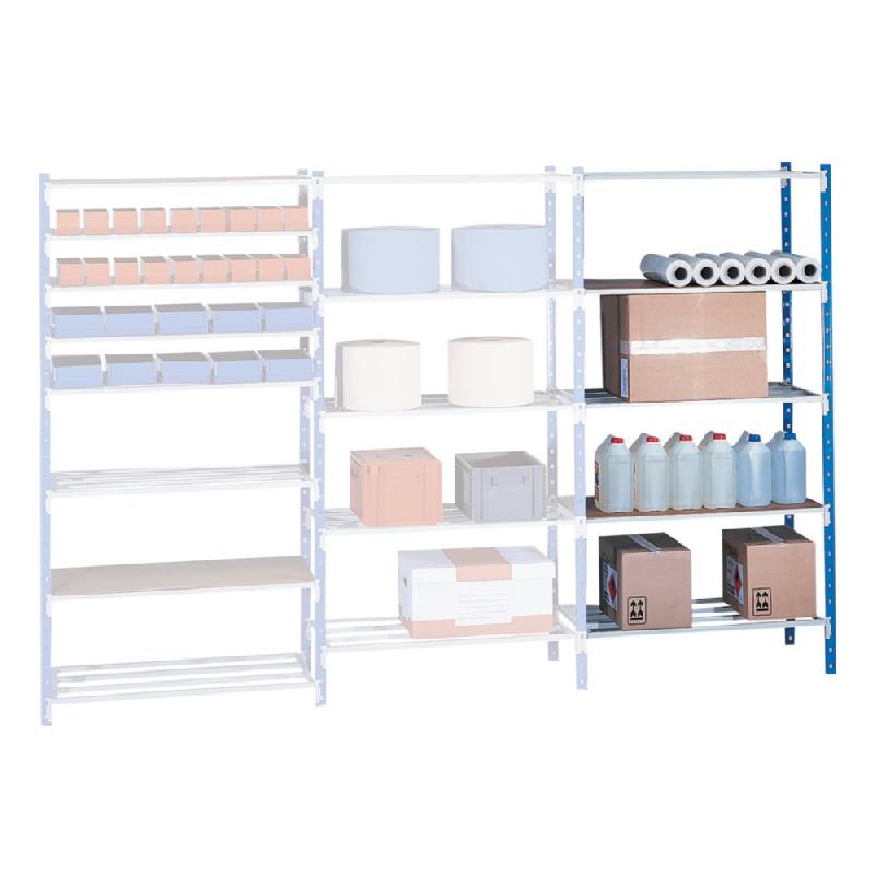 RAYONNAGE AUTO-CLIP 250 KG, ÉLÉMENT SUIVANT BLEU, LARGEUR 100 CM PROFONDEUR 50 CM
