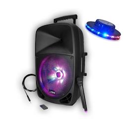 SONO PORTABLE Karaoké 800W avec enceinte mobile amplifiée + accessoires 2 MICROS + JEU DE LUMIERE - 3701123942303_0