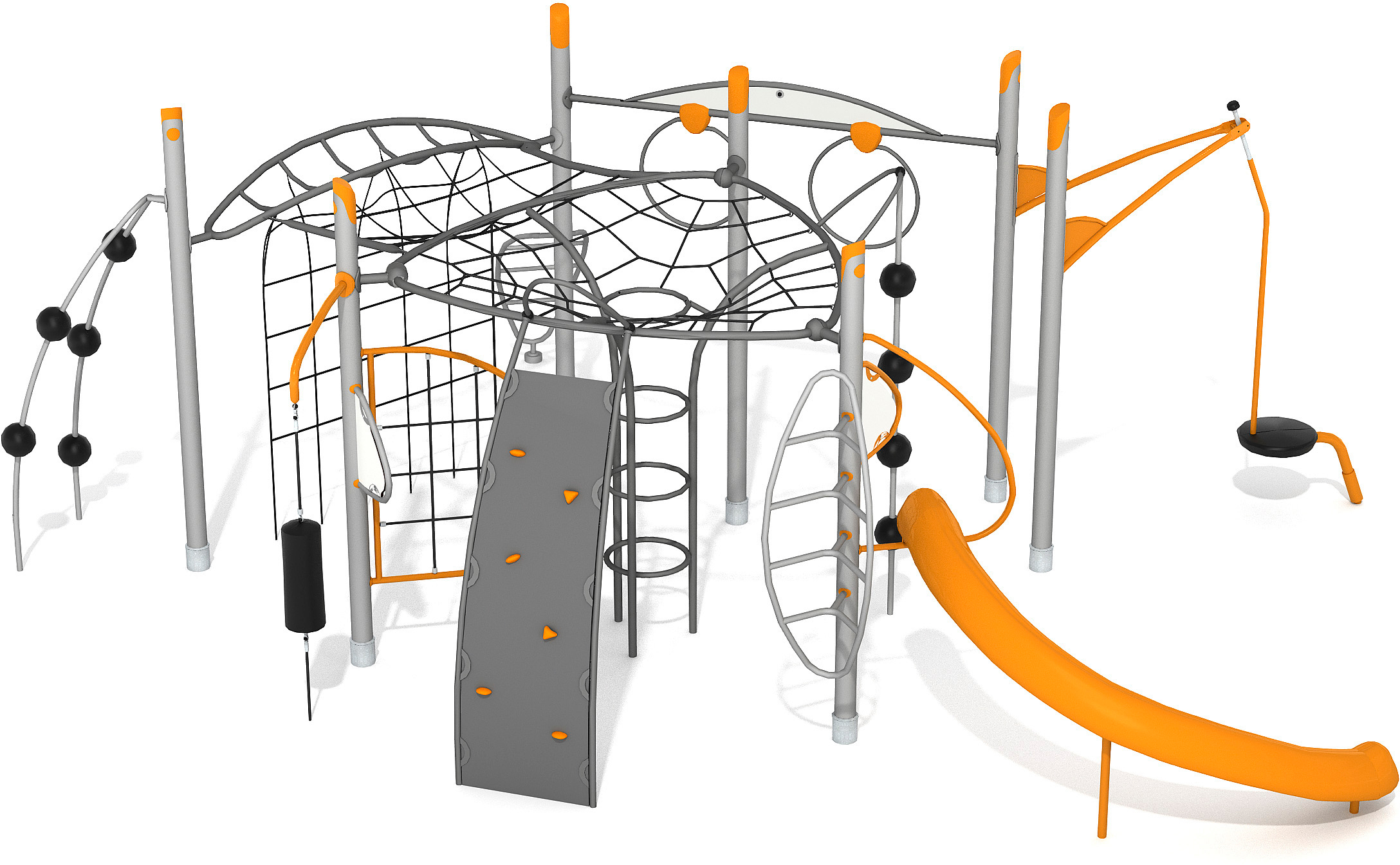 Structure multi-jeux pour enfants 5 à 12 ans - Agito Flow gris - Hags 8002212 - Fondation à enterrer_0