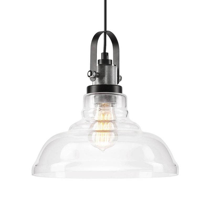LAMKUR SUSPENSION TEO AVEC ABAT-JOUR EN VERRE, CHROMÉE