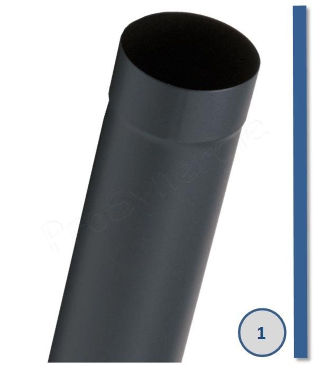 TUYAU EMAIL NOIR MAT - L = 1 MÈTRE - Ø 153 MM