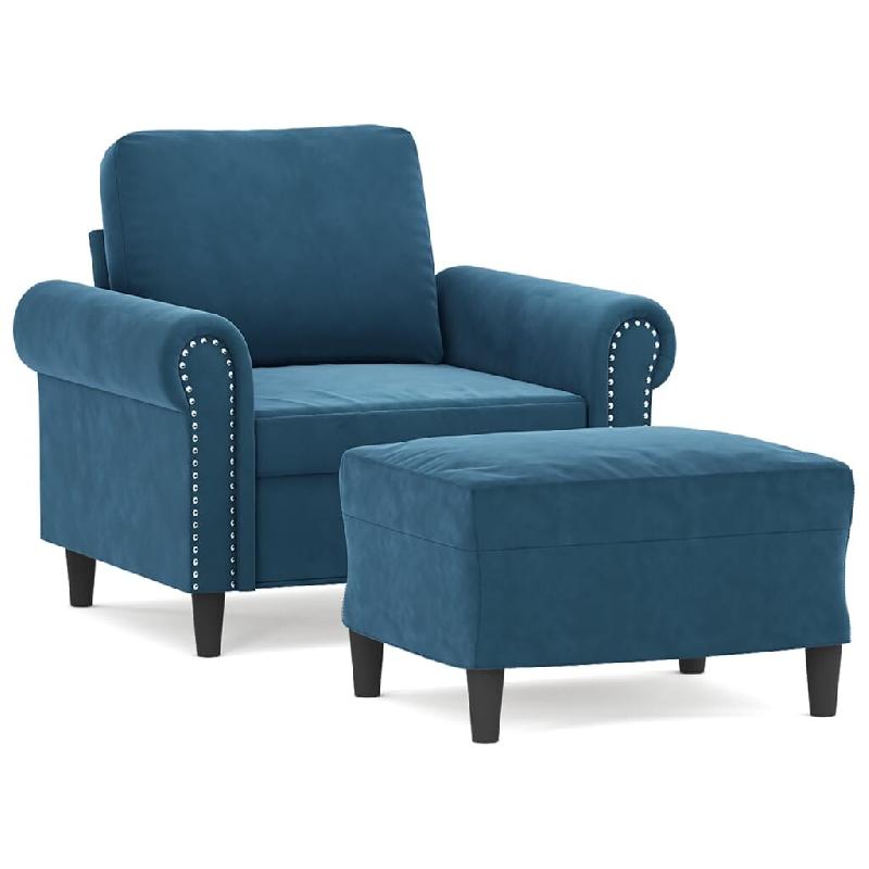 VidaXL Fauteuil avec repose-pied Bleu 60 cm Velours Modèle Orion Master Évasion - 3201214_0