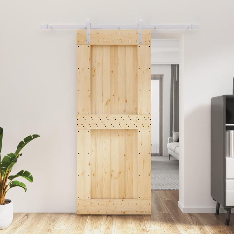 Vidaxl porte coulissante et kit de quincaillerie 85x210 cm pin massif 3203014_0