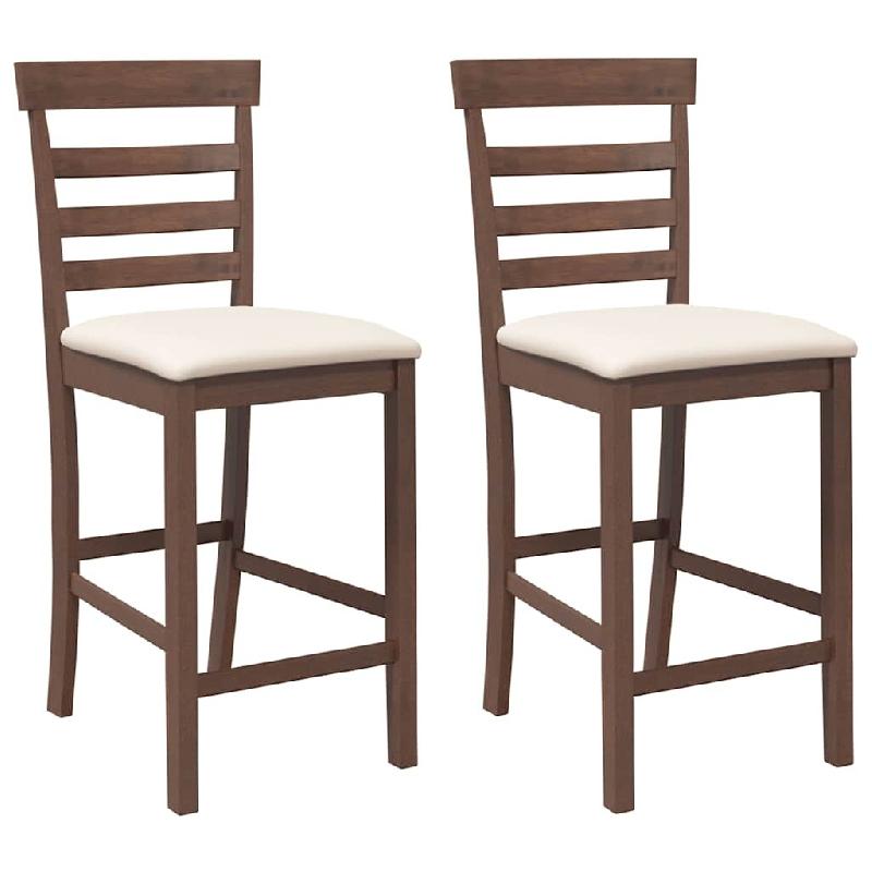 VidaXL Tabourets de bar avec coussins 2 pcs marron bois massif d'hévéa Modèle Apex Industriel - blanc 4102537_0