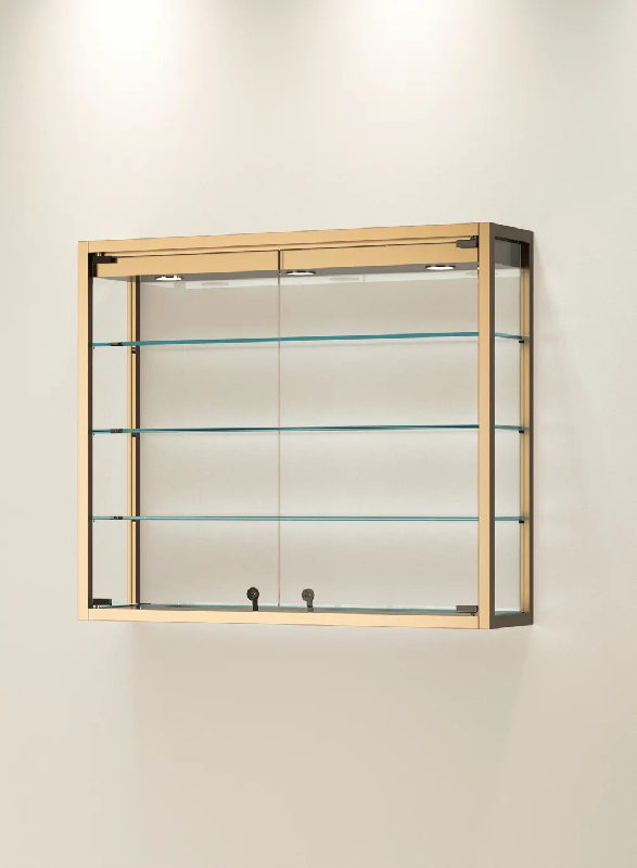 Vitrine TM/95PVA - finition bronze - 95x25x80 cm - 3 étagères réglables et spots LED_0