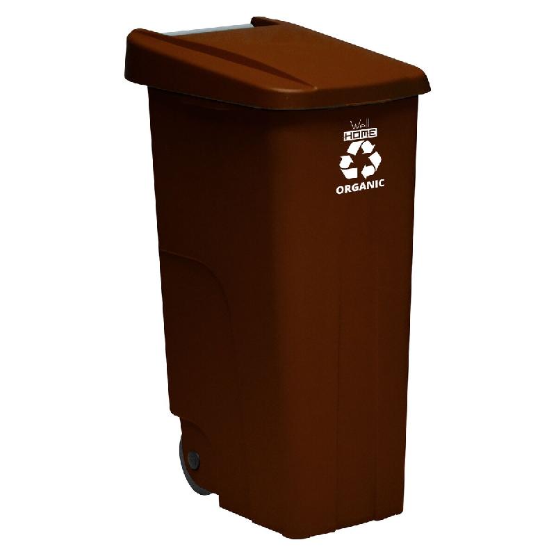 WellHome - Poubelle 110L avec Roues, Idéale pour le Recyclage des Déchets Organiques - marron plastique WH0110_0