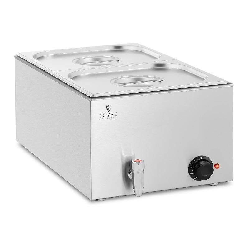 Bain-marie chauffe-plat professionnel - 600 Watts - 2 bacs GN 1/2 avec robinet de vidange - Réf. 14_0004218_0