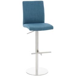 CLP Tabouret de bar Cadiz en Tissu Acier inoxydable/Bleu - bleu textile 308601_0