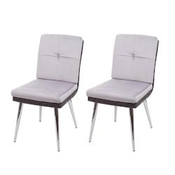 Décoshop26 - 2x chaises de salle à manger cuisine synthétique velours métal gris design moderne et chic 04_0000401 - gris 3000253458983_0