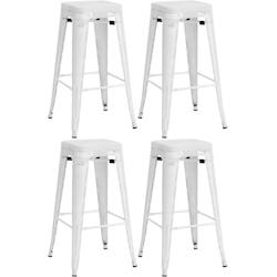 Décoshop26 - Set de 4 tabourets de bar avec repose-pieds design industriel empilable en métal perforé blanc 10_0004510 - blanc 3000252147338_0