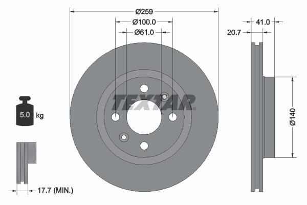Disque de frein ventilé Textar 92100903 - boîte de 1 disque_0