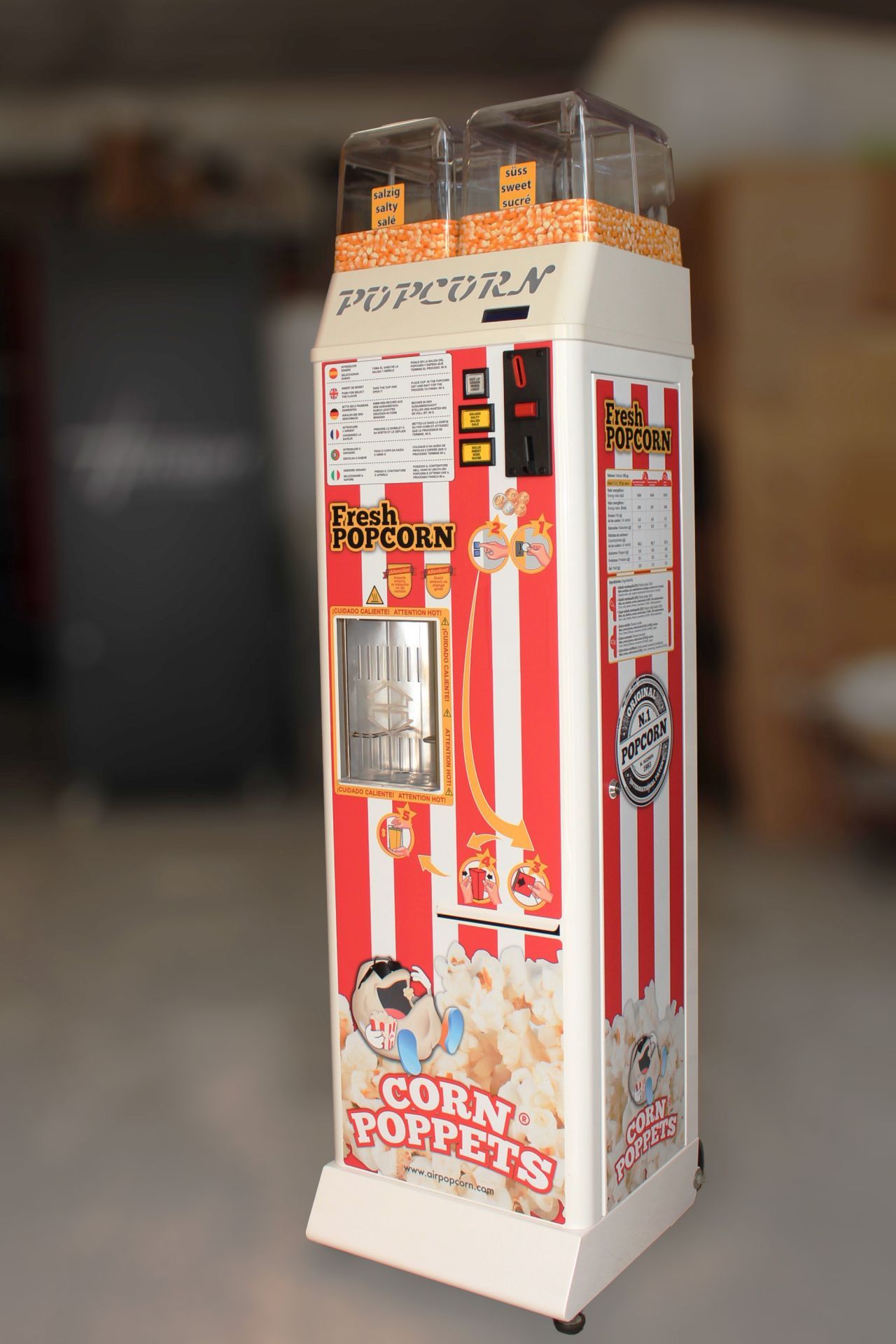 Distributeur automatique de pop-corn 520_EU - 2 bacs de stockage salé et sucré - Breveté et garanti 2 ans_0