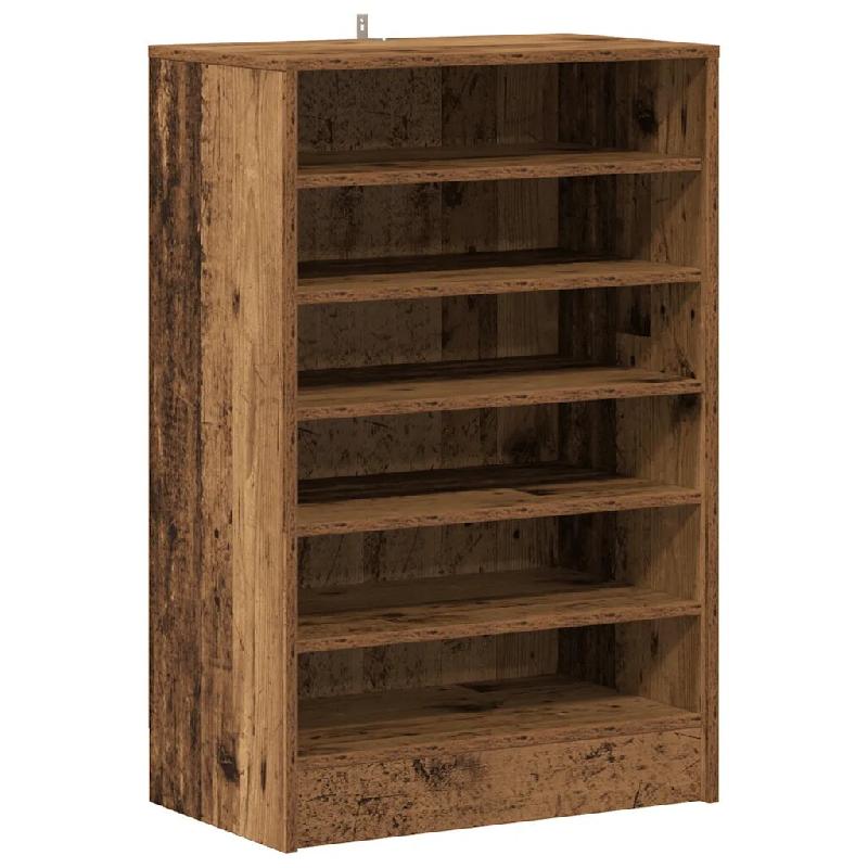 Helloshop26 - Armoire à chaussures vintage rangement pratique 60 x 35 x 92 cm en bois d'ingénierie vieux bois 02_0050913 - Bois massif 3000236637190_0