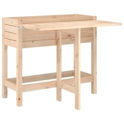 Helloshop26 - Jardinière bac lit surélevé plantes fleurs terrasse jardin avec dessus de table pliable bois de pin massif marron 02_0038117 - 300021_0