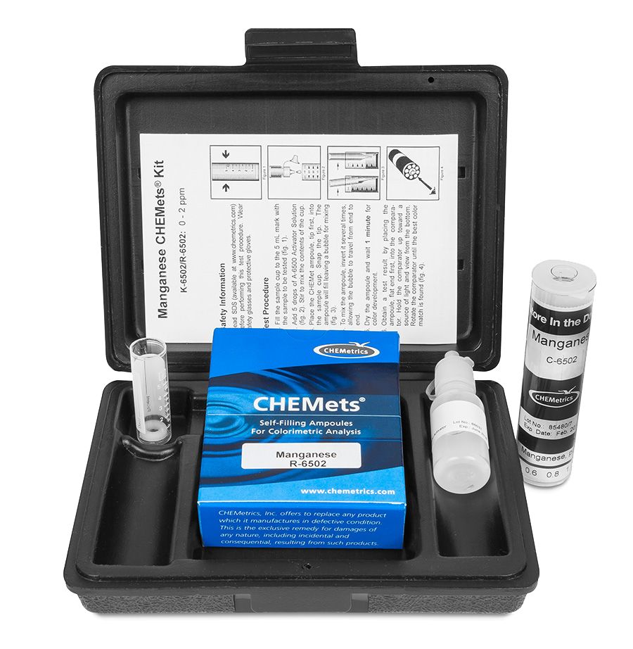 Kit d’analyse visuelle du Manganèse 0-2 ppm, type : CHEMets 30 ampoules, marque Chemetrics - Ref.: NBS001_0