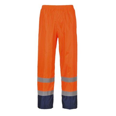 LOT DE 2 - PORTWEST H444 PANTALON DE PLUIE HI-VIS BICOLORE ORANGE/MARINE - TAILLE XL - STANDARD
