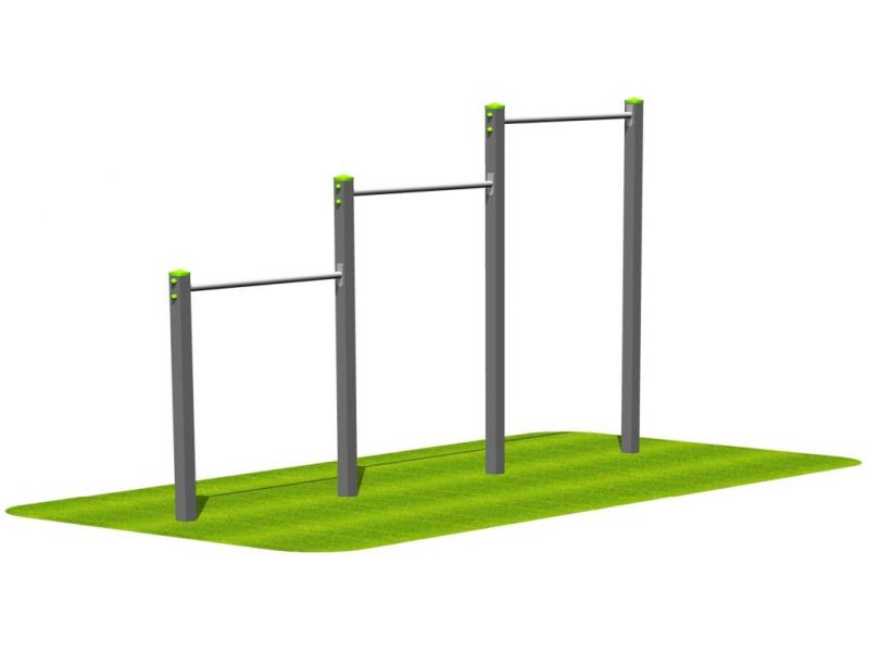 M-PS29-Barres fixes - parcours de santé Extébois - Hauteur chute libre max 1,30 m - Dimensions 4,56 x 0,09 m_0