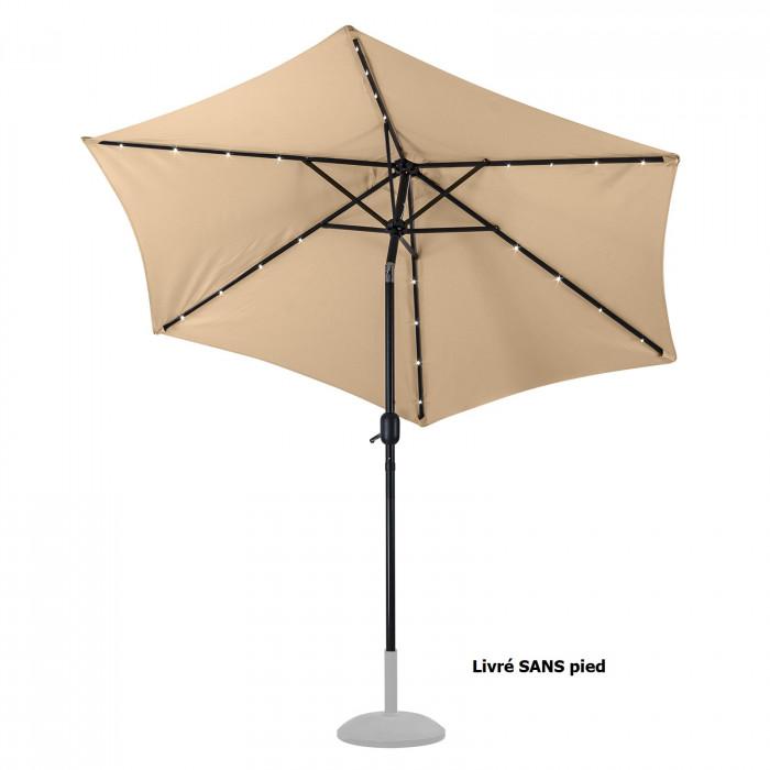 Parasol alu avec éclairage led solaire - 2,7 m - beige_0