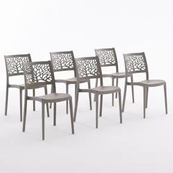 RATTATAN Set 6 Chaises en polypropylène avec fibre de verre empilables pour extérieur et jardin, bar et restaurant, cuisine  moderne - FLORA - Tourt_0