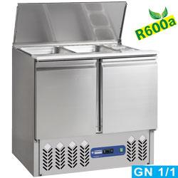 Saladettes Compact Line avec couvercle télescopique - 2x GN1/1 + 3x GN1/6, réserve ventilée 2 portes GN1/1 - 240L - Réfrigérant R600a_0