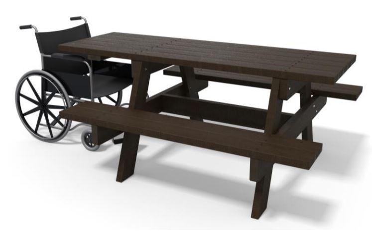 Table de pique-nique éco PMR TOM en plastique recyclé - 1,80m x 1,40m_0