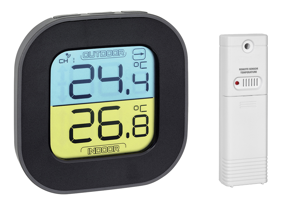 Thermomètre digital intérieur/extérieur couleur - 1 émetteur sans fil - 3068T_0