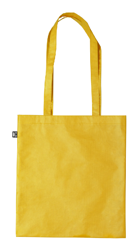 Tote bag publicitaire en RPET - anses longues - laminé 100 g/m² - couleur jaune - 44 g_0