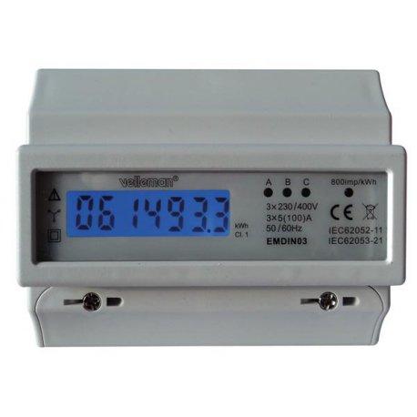 583 - compteur électrique triphasé LCD rétroéclairé - sortie impulsionnelle - 7 modules DIN_0