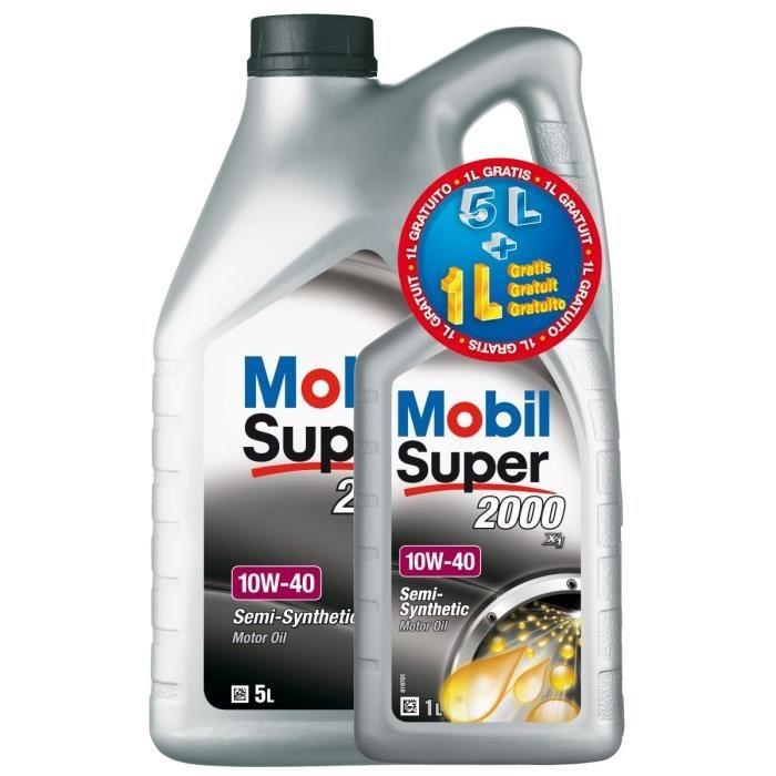 MOBIL Super 2000 X1 10W-40 - Huile moteur semi-synthétique 5L + 1L gratuit - Référence 996946_0