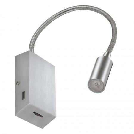 Applique murale leiden led coloris nickel satin et son interrupteur avec sa prise usb_0