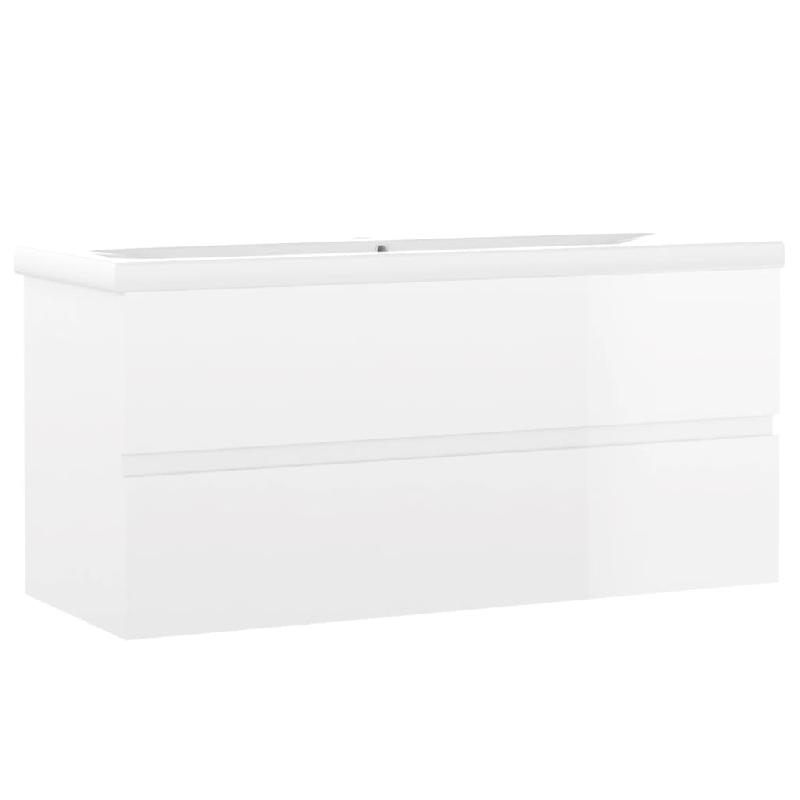 ARMOIRE D\'ÉVIER AVEC LAVABO INTÉGRÉ 101 X 39,5 X 18,5 CM BLANC BRILLANT AGGLOMÉRÉ 02_0006448_0