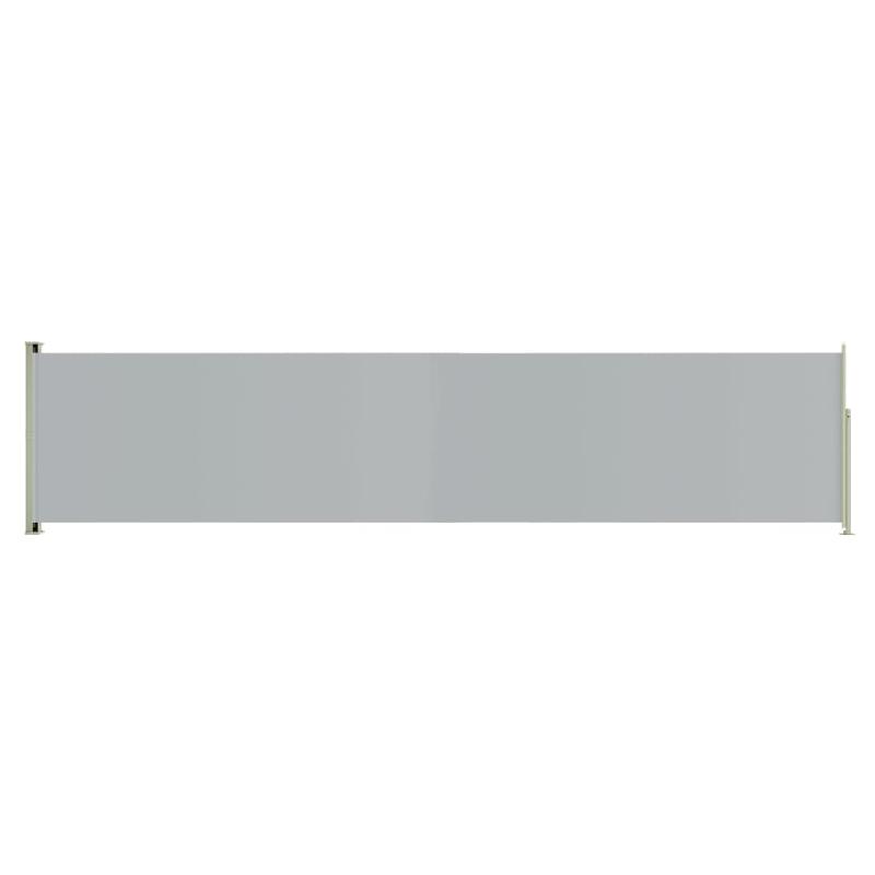 Auvent latéral rétractable gris 140 x 600 cm - store de patio en polyester résistant UV_0